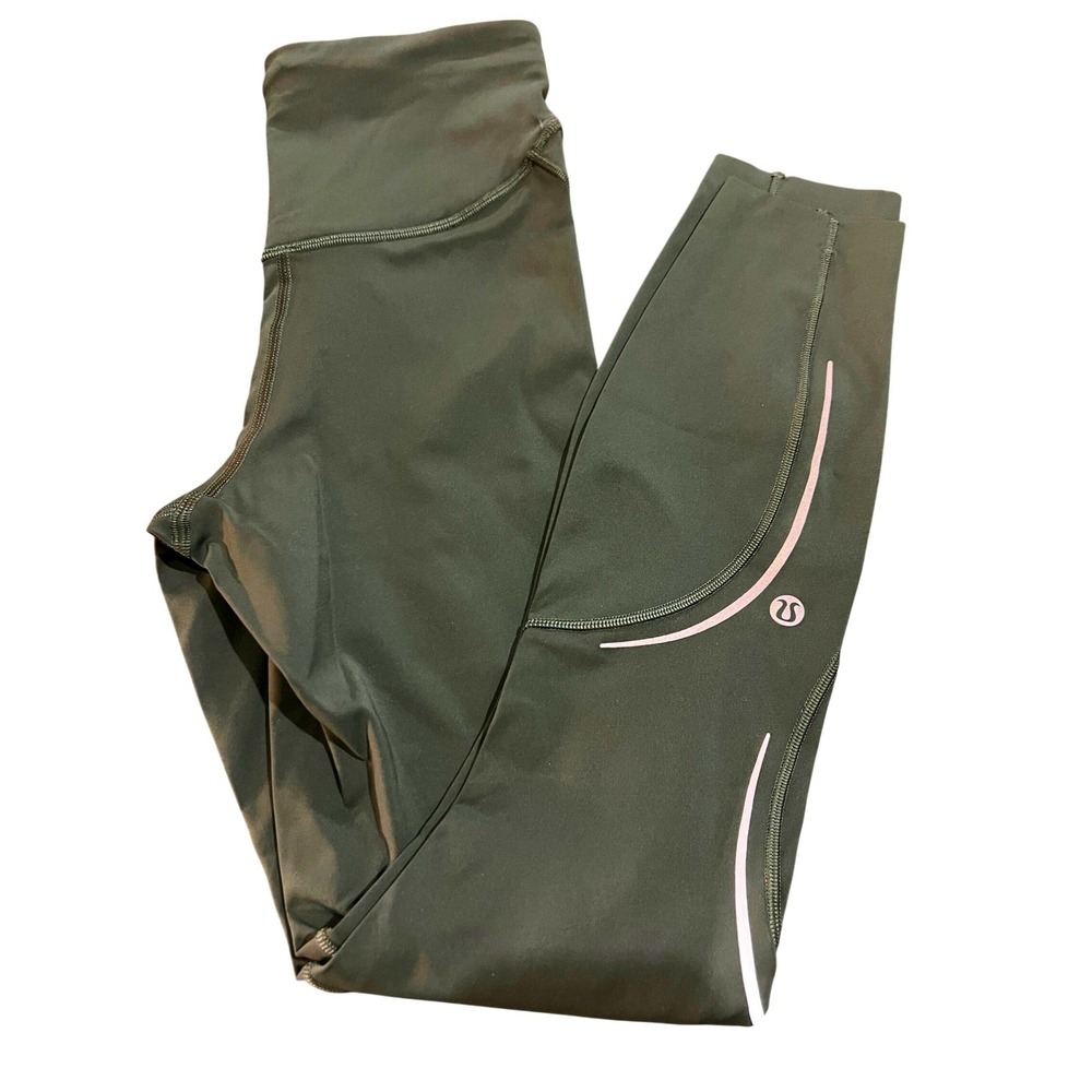 Lululemon base pace High Rise Reflective Running Leggings Forest Green 24 Inseam